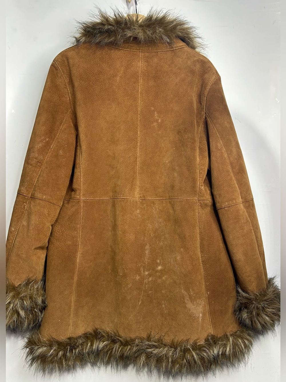 Wilsons Leather Vintage Y2K 90's Pennylane Tan Vegan Fur Lined Jacket Large - Picture 2 of 10